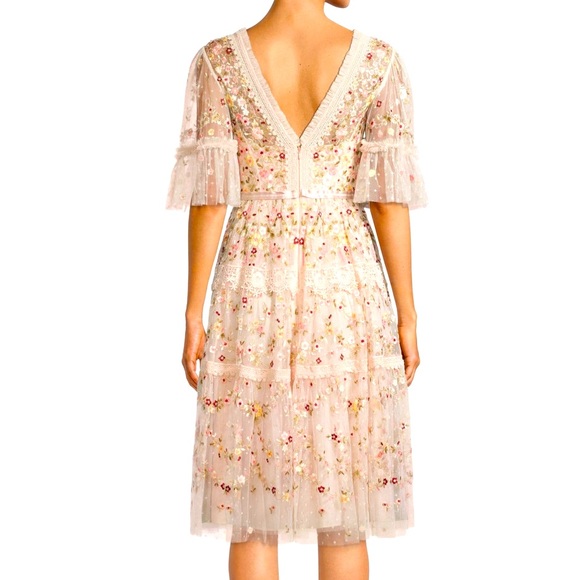 Needle & Thread Aramita Floral Lace Tulle Midi Dress (designer) size 4 US - Picture 3 of 16